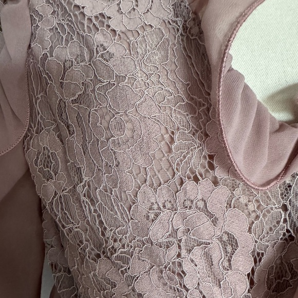 Elegant Lace Ruffle Blouse - Dusty Pink - Picture 4 of 8